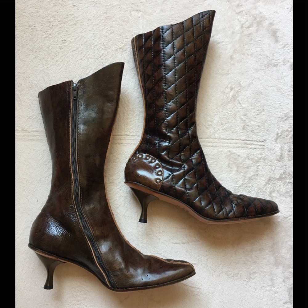 CYDWOQ “Bach” Vintage Hand Made Leather Boots, Size 38, U.S. 8, Brown, Very EUC